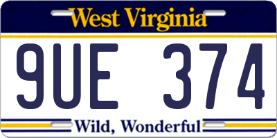 WV license plate 9UE374