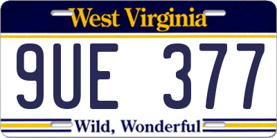 WV license plate 9UE377