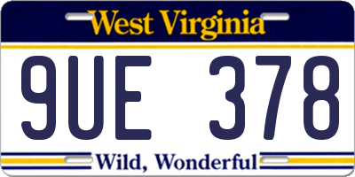 WV license plate 9UE378