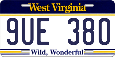 WV license plate 9UE380