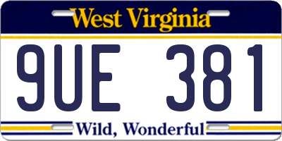 WV license plate 9UE381