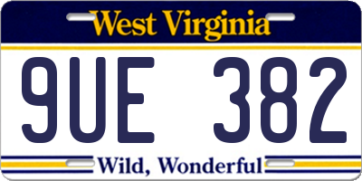 WV license plate 9UE382