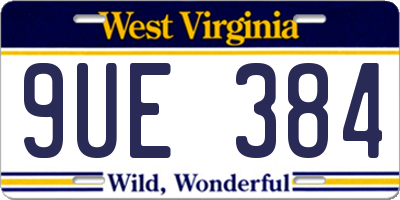 WV license plate 9UE384