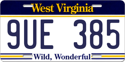 WV license plate 9UE385