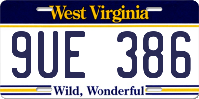 WV license plate 9UE386
