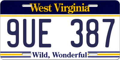 WV license plate 9UE387