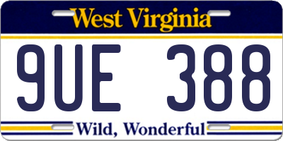 WV license plate 9UE388