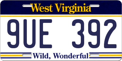 WV license plate 9UE392