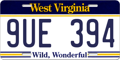 WV license plate 9UE394