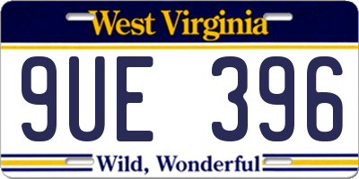WV license plate 9UE396
