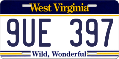WV license plate 9UE397