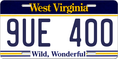 WV license plate 9UE400