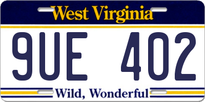 WV license plate 9UE402