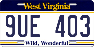 WV license plate 9UE403