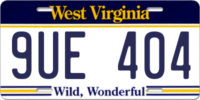WV license plate 9UE404