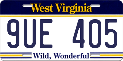 WV license plate 9UE405