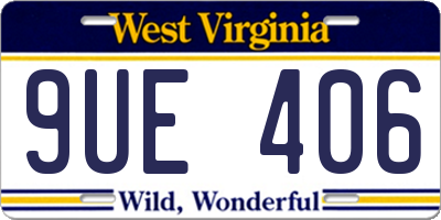 WV license plate 9UE406