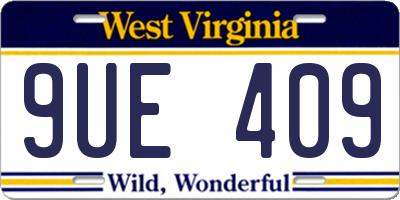 WV license plate 9UE409