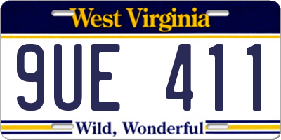 WV license plate 9UE411