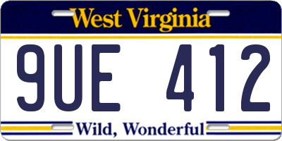 WV license plate 9UE412