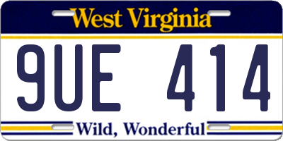 WV license plate 9UE414