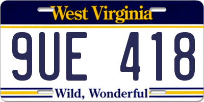 WV license plate 9UE418