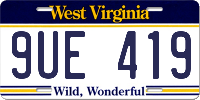 WV license plate 9UE419