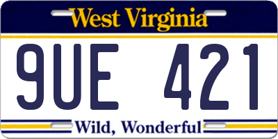WV license plate 9UE421