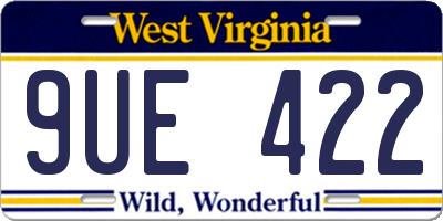 WV license plate 9UE422