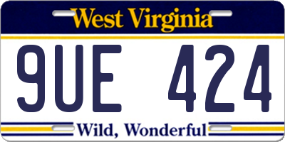 WV license plate 9UE424