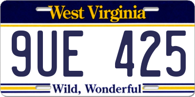 WV license plate 9UE425