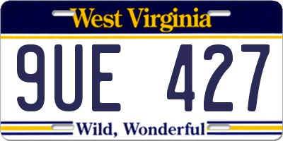 WV license plate 9UE427