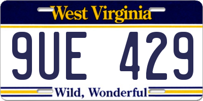 WV license plate 9UE429