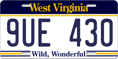 WV license plate 9UE430