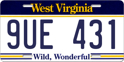 WV license plate 9UE431
