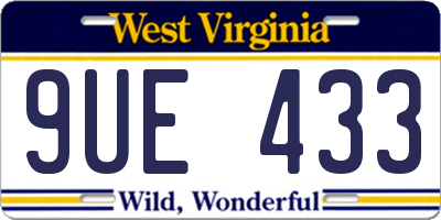 WV license plate 9UE433
