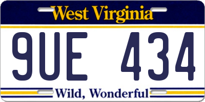 WV license plate 9UE434