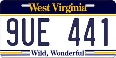 WV license plate 9UE441