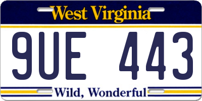 WV license plate 9UE443