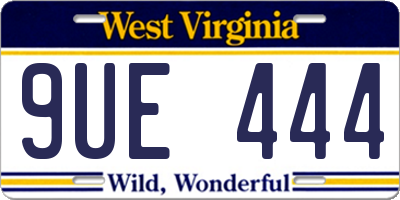 WV license plate 9UE444