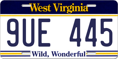 WV license plate 9UE445