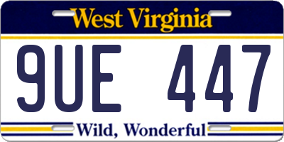 WV license plate 9UE447