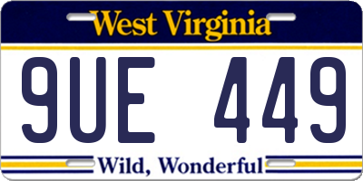 WV license plate 9UE449
