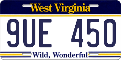 WV license plate 9UE450