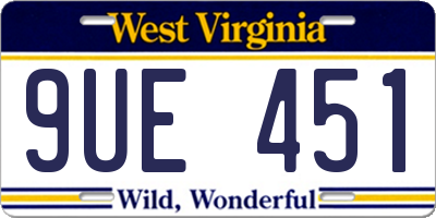 WV license plate 9UE451
