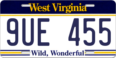 WV license plate 9UE455