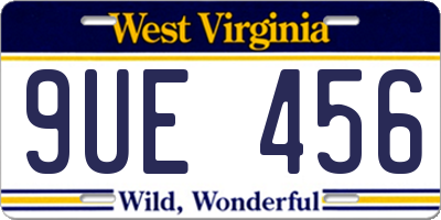 WV license plate 9UE456