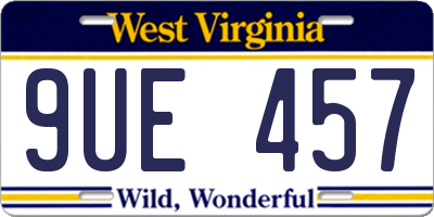 WV license plate 9UE457