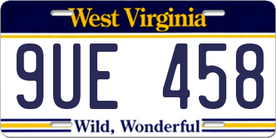 WV license plate 9UE458