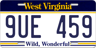 WV license plate 9UE459